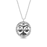 Necklace - Sterling Silver Libra Zodiac Scales Pendant