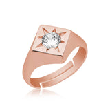 Rose Gold Plated Ring - North Star Clear Stone Signet