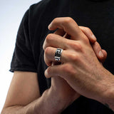 Premium Mens Sterling Silver Greek Key Meander Ring