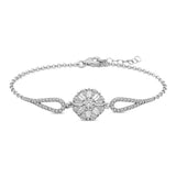Sterling Silver - Dazzling Baguette & Round CZ Cluster Bracelet
