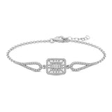 Sterling Silver Baguette & Pave Bracelet - Dazzling Elegance