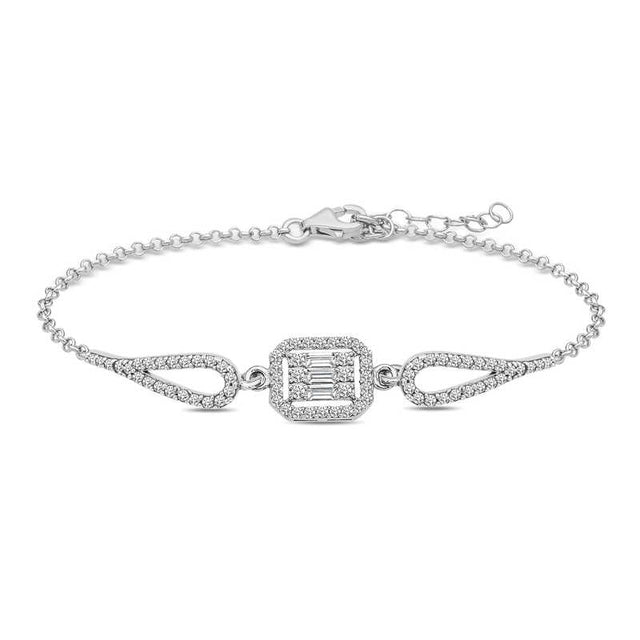 Bracelet - Sterling Silver Baguette & Pave Sparkle Design