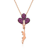Rose Gold Plated Pink Zircon Balloon Girl Necklace