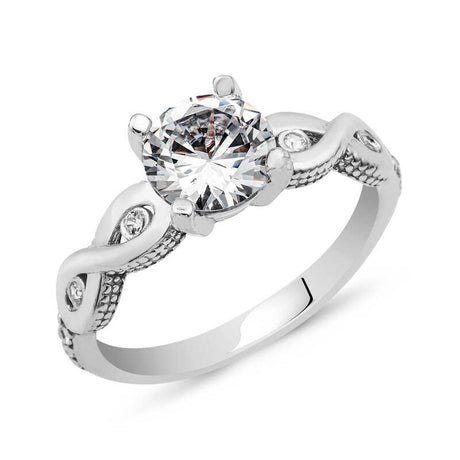 Ring - Sterling Silver Infinity Solitaire with Accent Stones