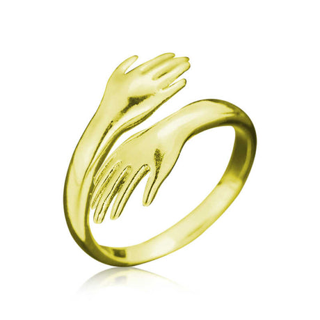 Ring - Gold Plated Hugging Hands Adjustable Design