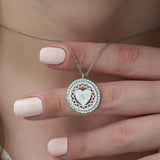 Personalized Initial Heart Necklace - Silver-tone with Sparkling Stones