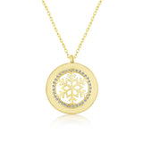 Gold-Tone Snowflake Medallion Necklace - Sparkling Pendant with Clear Stones