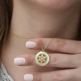 Gold-Tone Snowflake Medallion Necklace - Sparkling Pendant with Clear Stones