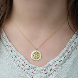 Gold-Tone Snowflake Medallion Necklace - Sparkling Pendant with Clear Stones