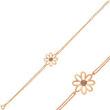 Rose Gold Plated Silver Daisy Bracelet - Dainty Charm