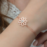Rose Gold Plated Silver Daisy Bracelet - Dainty Charm
