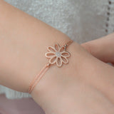 Rose Gold Plated Silver Daisy Bracelet - Dainty Charm