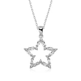 Sterling Silver - Baguette & Round Cubic Zirconia Star Necklace