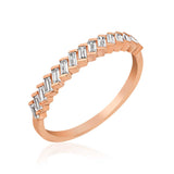 Rose Gold Tone Ring - Elegant Staggered Baguette Gemstone Band