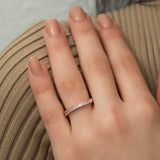 Rose Gold Tone Ring - Elegant Staggered Baguette Gemstone Band
