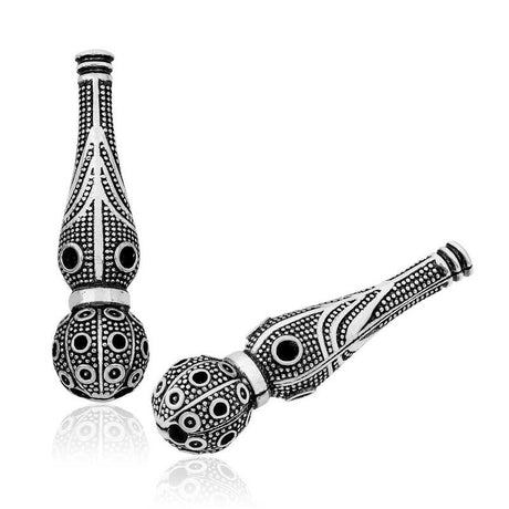 Tesbih Imame Bead - Sterling Silver Ornate Dotted Design