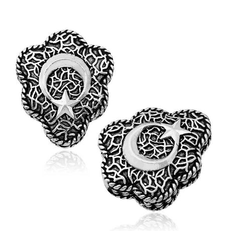 Sterling Silver Crescent Star Rosary Imam Bead - Intricate Design