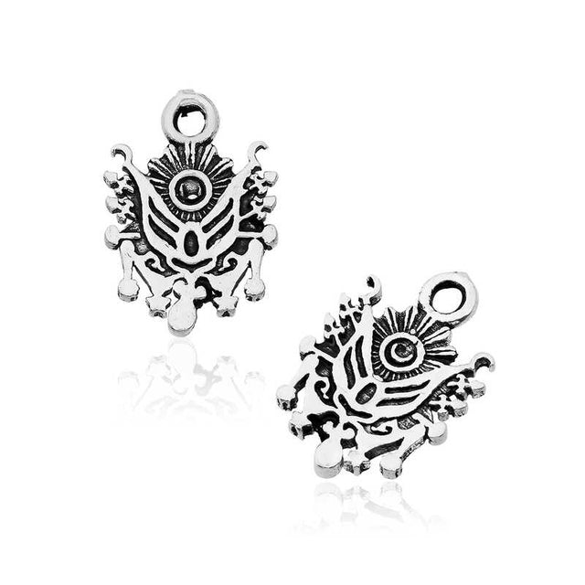 Sterling Silver Ottoman Coat of Arms Charm - Intricate Historical Design