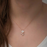 Necklace - Rose Gold Plated Sterling Silver Daisy Mother-of-Pearl Pendant