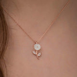 Necklace - Rose Gold Plated Sterling Silver Daisy Mother-of-Pearl Pendant