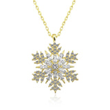Gold-Plated Sterling Silver Snowflake Necklace - Dazzling Cubic Zirconia