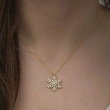 Gold-Plated Sterling Silver Snowflake Necklace - Dazzling Cubic Zirconia