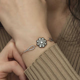 Bracelet - Rose Gold Tone Diamond Monture Flower Design