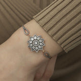 Bracelet - Rose Gold-Tone Silver Floral Diamond-Style