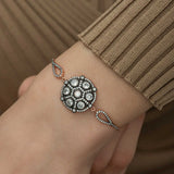 Rose Gold Plated Silver Bracelet - Sparkling Diamond-Style Cluster