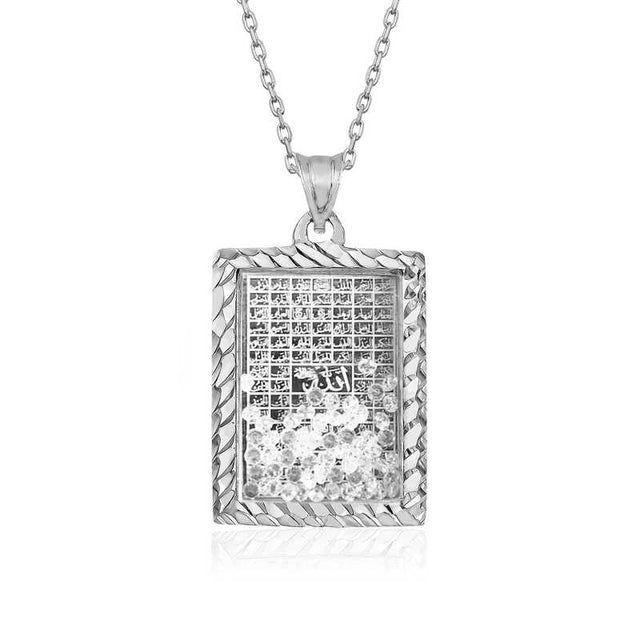 Sterling Silver Esma’ul Husna Calligraphy Shaker Necklace