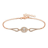 Rose Gold Plated Silver Bracelet - Oval Baguette & Pave Cubic Zirconia