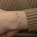 Rose Gold Plated Silver Bracelet - Oval Baguette & Pave Cubic Zirconia