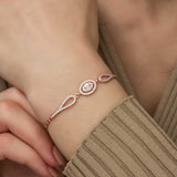 Rose Gold Plated Silver Bracelet - Oval Baguette & Pave Cubic Zirconia