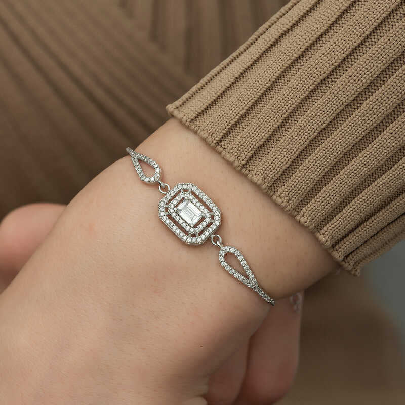 Bracelet - Sterling Silver Dazzling Baguette & Pave Design