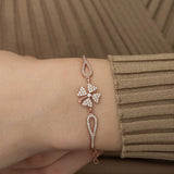Bracelet - Rose Gold Plated Pave Clover Charm