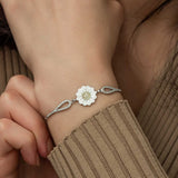 Bracelet - Sterling Silver Daisy with Yellow & Clear Pave Stones