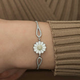 Bracelet - Sterling Silver Daisy with Yellow & Clear Pave Stones