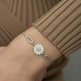Bracelet - Sterling Silver Daisy with Yellow & Clear Pave Stones