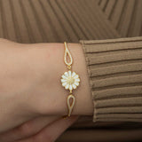 Gold-Plated Sterling Silver Bracelet - Dainty Daisy & CZ Sparkle