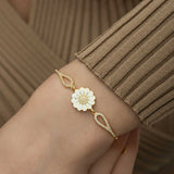 Gold-Plated Sterling Silver Bracelet - Dainty Daisy & CZ Sparkle