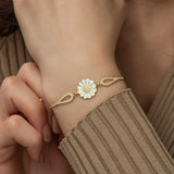Gold-Plated Sterling Silver Bracelet - Dainty Daisy & CZ Sparkle