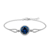 Bracelet - Sterling Silver Sapphire & Zircon Halo Statement