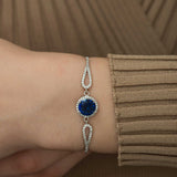 Bracelet - Sterling Silver Sapphire & Zircon Halo Statement