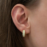 Hoop Earrings - Gold-Tone Pave Clear Stone Dainty Design