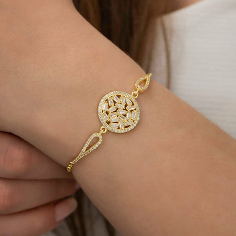 Bracelet - Gold-Plated Sterling Silver Sparkling Baguette CZ