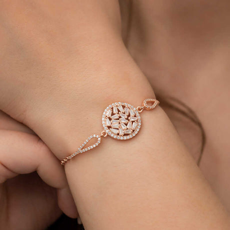 Bracelet - Rose Gold Plated Baguette & Pave Sparkle