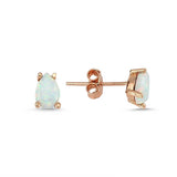 Stud Earrings - Rose Gold-Tone Teardrop White Opal