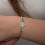Bracelet - Sparkling Zirconia Pave Circle & Teardrop Link
