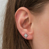 Stud Earrings - Sterling Silver Pave Starburst Celestial Design