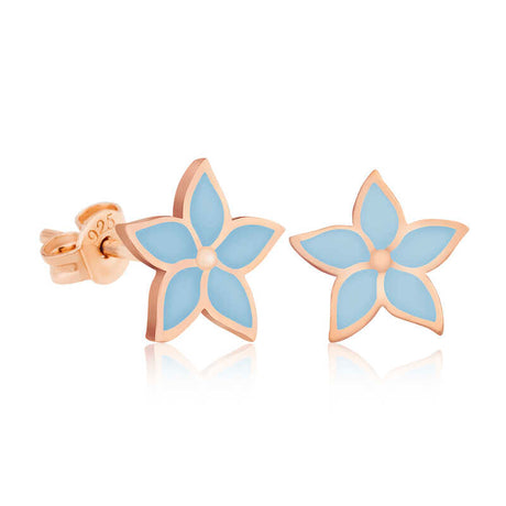 Rose Gold Plated Sterling Silver Petunia Flower Stud Earrings